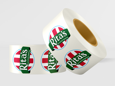 Round Rita's Logo Paper Stickers on Rolls